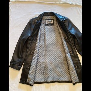 Black Leather pea coat